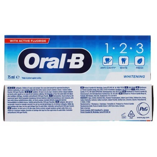 Oral-B 123 Whitening Toothpaste – 2x75ml Twin Pack, Fluoride & Cavity Care - Image 3